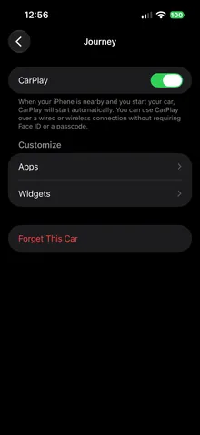 The car's CarPlay settings with Apps under Customize