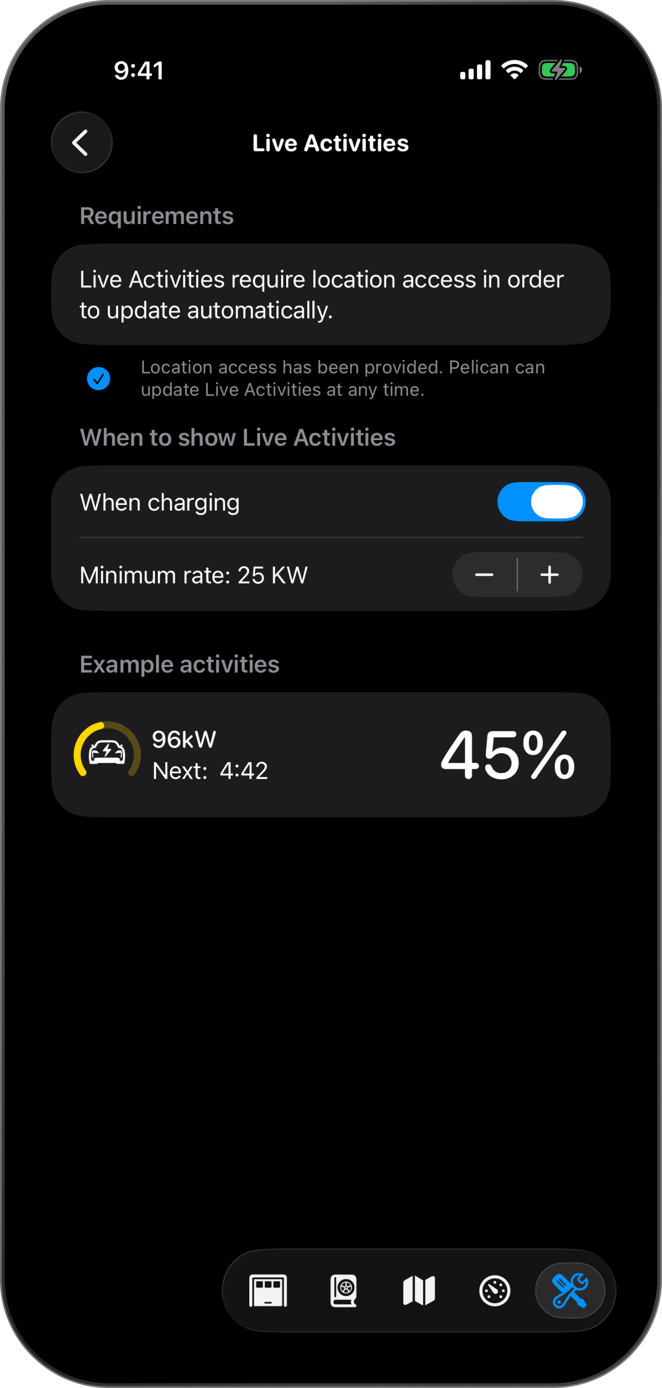 Live Activities: Monitor your charge session from the lock screen and Dynamic Island.