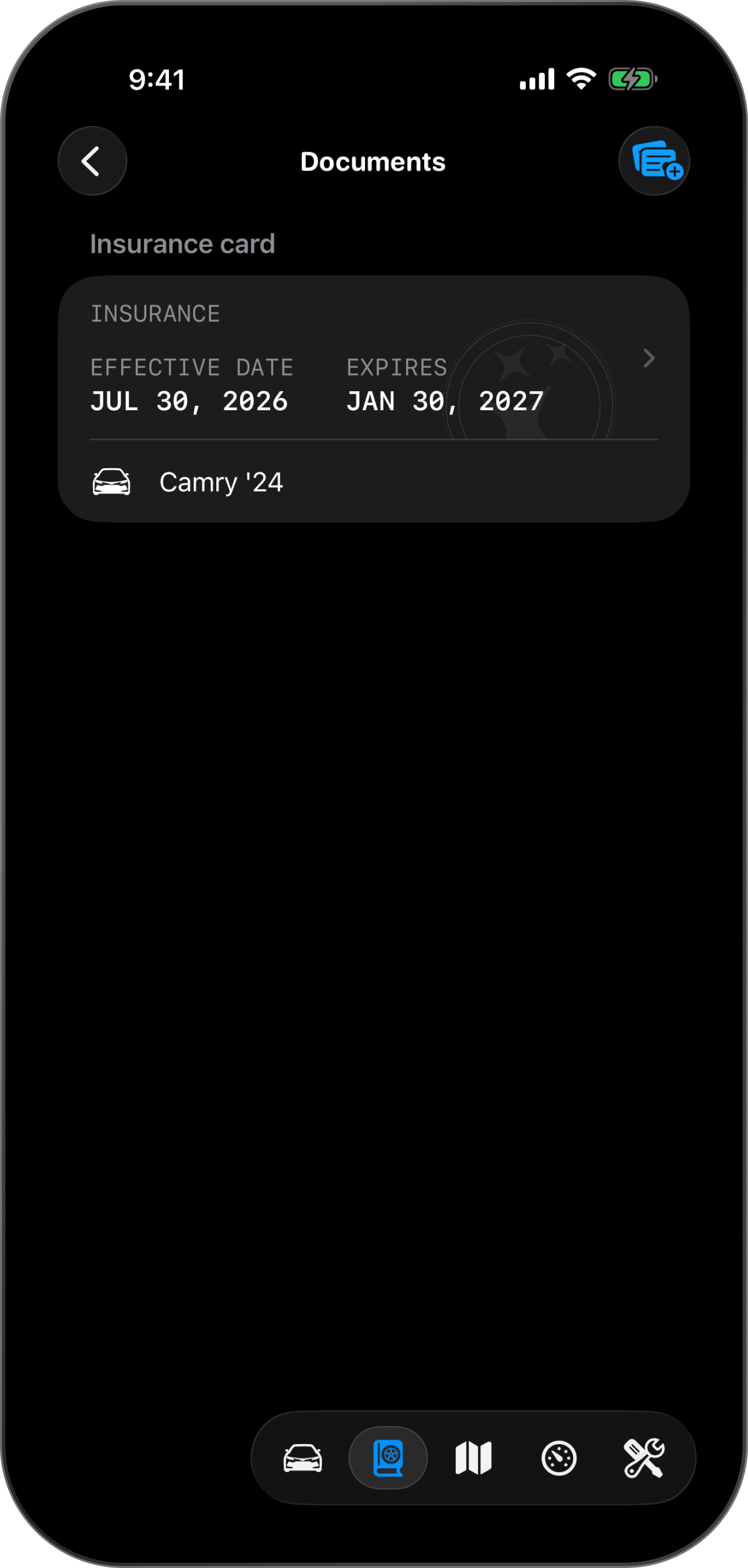 Document scanner: Keep track of insurance cards, licenses and receipts, organized by car.