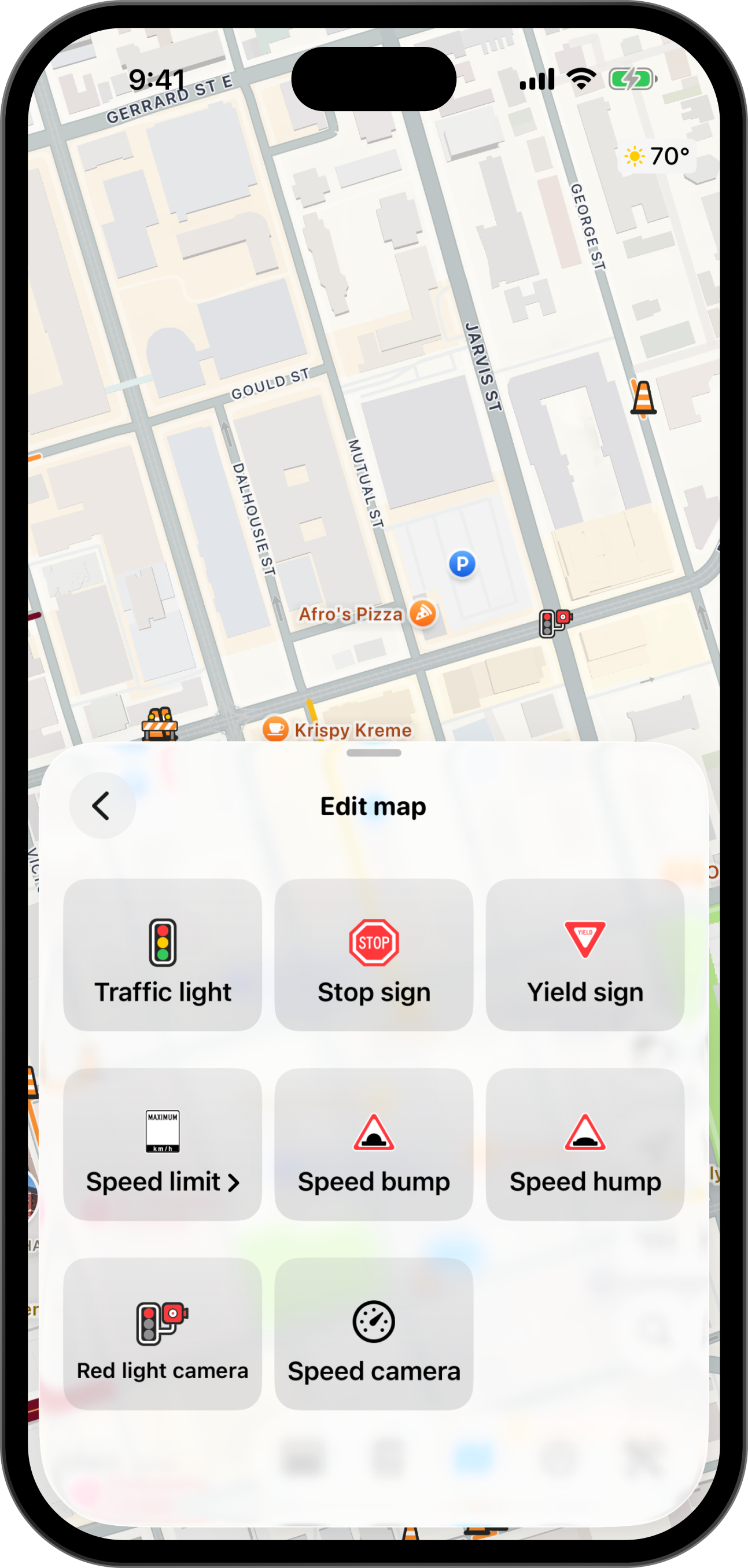 Leave the map better than you found it: Suggest missing or incorrect speed limits, stop signs, traffic lights and cameras from CarPlay.