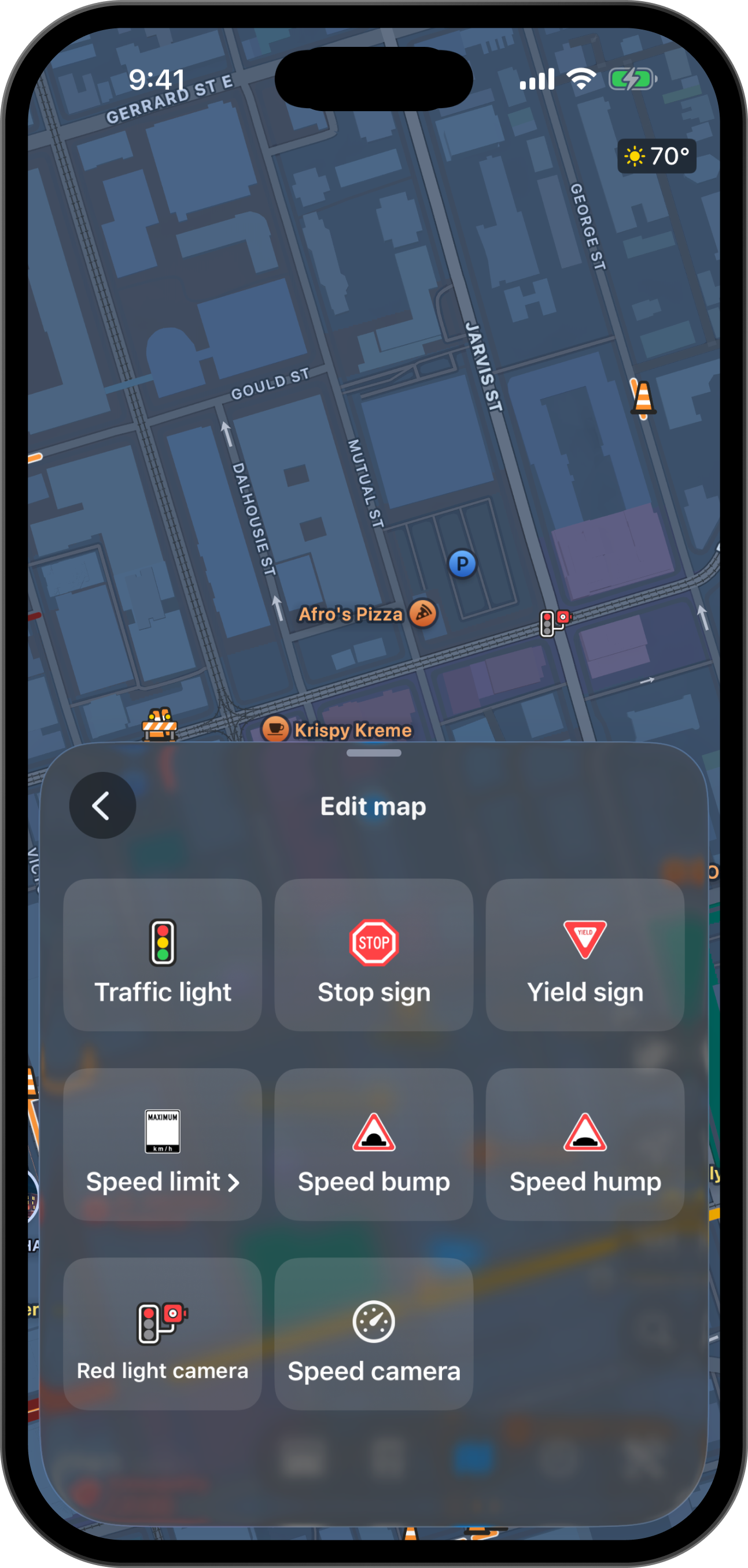 Leave the map better than you found it: Suggest missing or incorrect speed limits, stop signs, traffic lights and cameras from CarPlay.