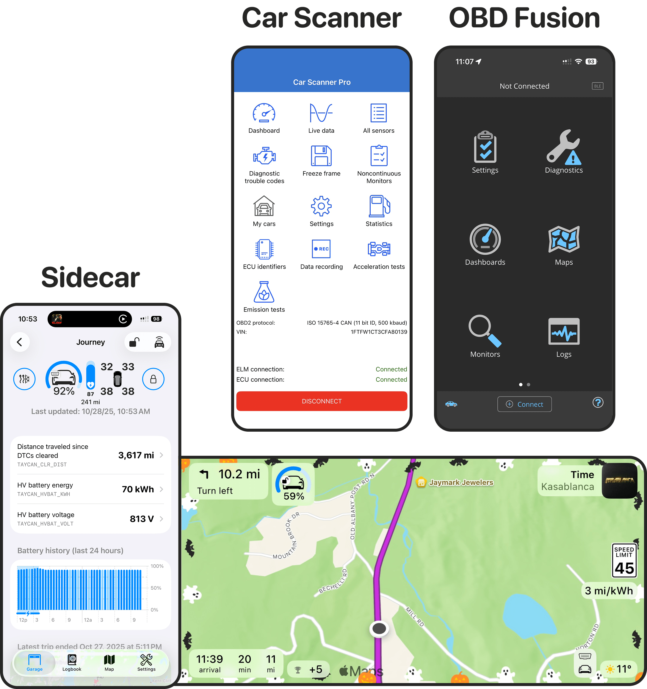Feature comparison between OBD apps